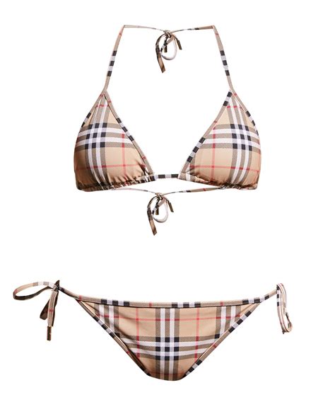 burberry logo tape vintage check bikini top|Burberry cobb triangle bikini.